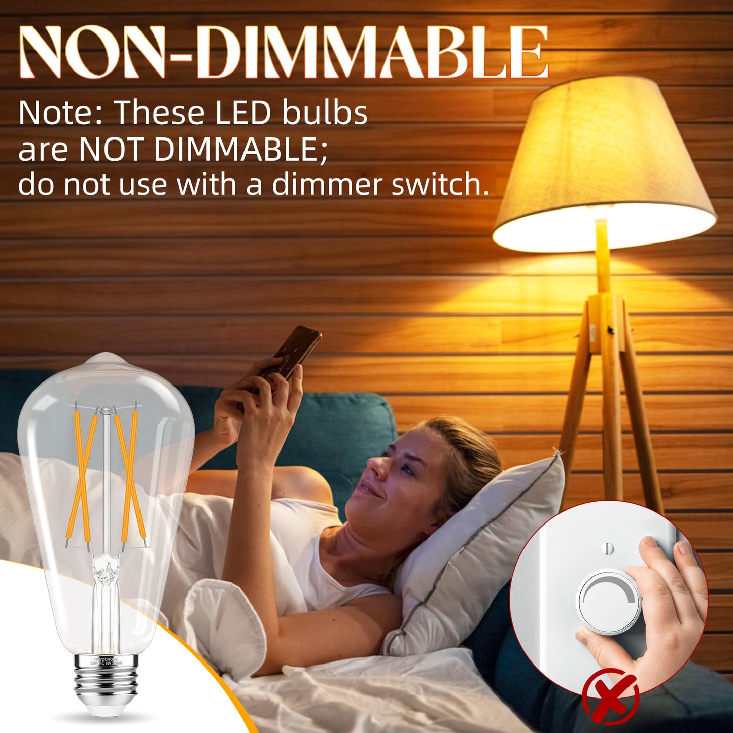 GvvooHome E26 LED Bulb, Soft White 2700K Edison Bulbs, 60 watt Equivalent