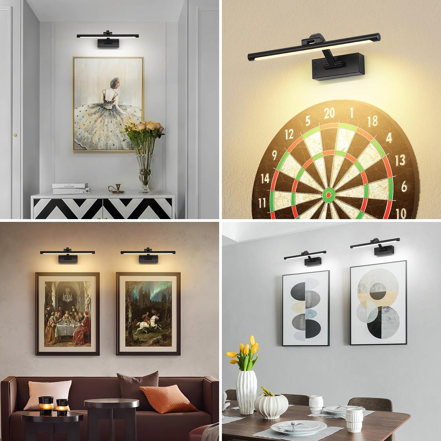 MKBNG Picture Light Removable Battery Charging, 16in Wireless Art Light for Paintings, Dimmable 5000mAh Recharging Battery Picture Light with Remote