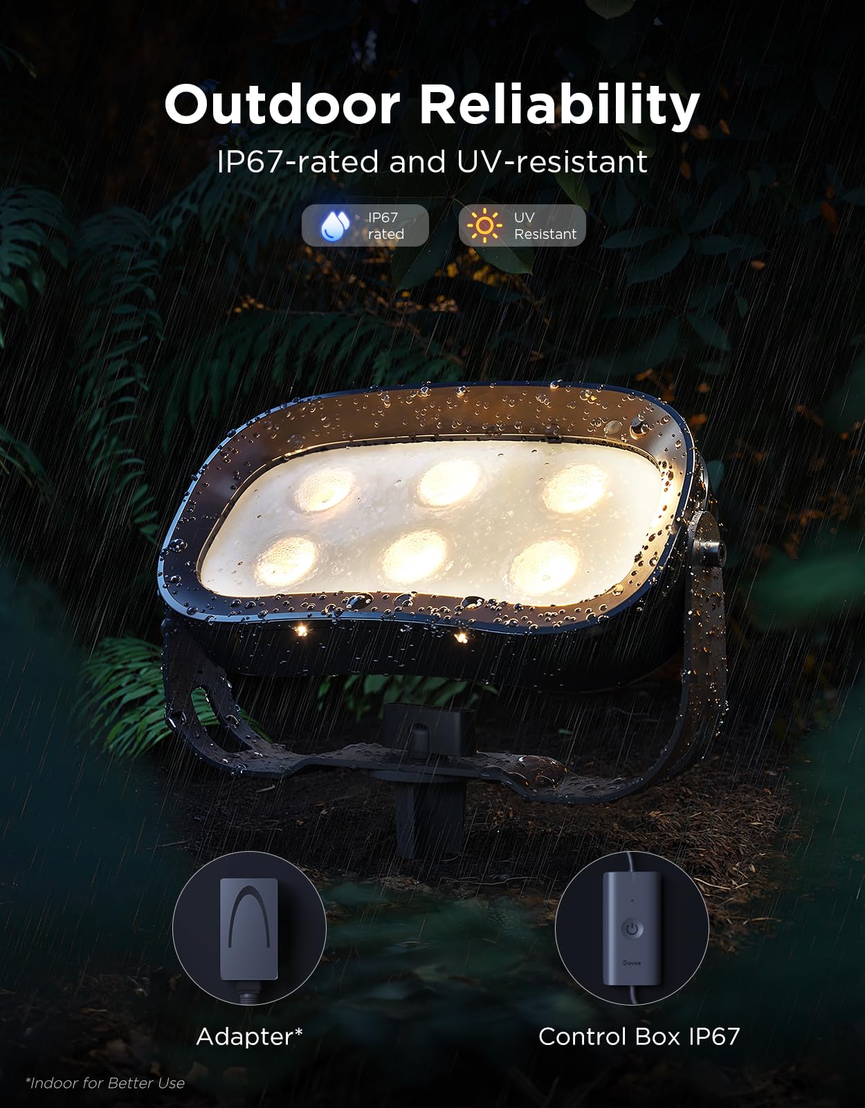 Govee Outdoor Tree Lights 3-Pack, RGBWIC LED Landscape Lighting, Outdoor Lights for Yard Garden Patio, 66 Scene Modes for Holiday Party and Event, App