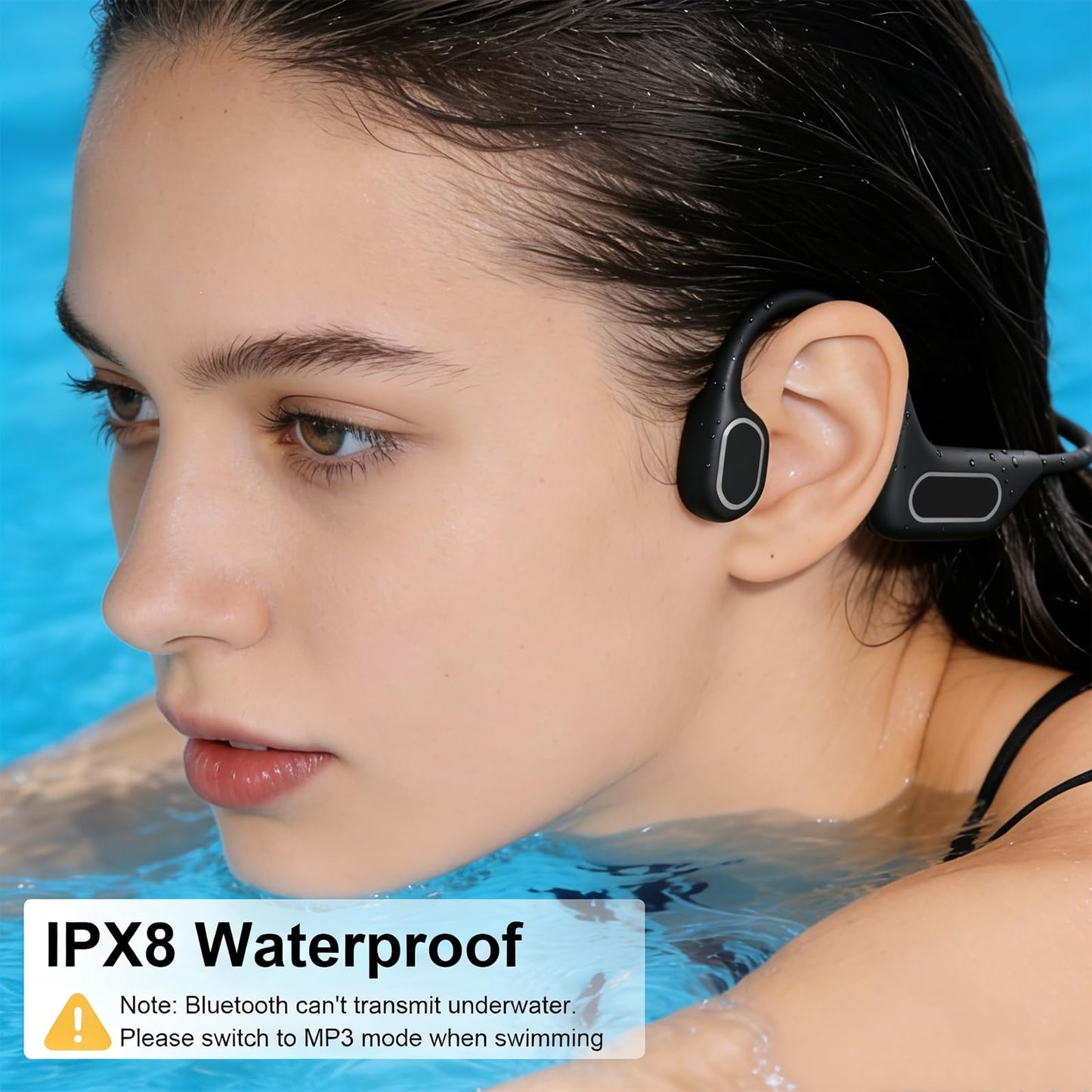 Fanisic Swimming Headphones/Earbuds, Bluetooth 6.0 & MP3 with 32GB Memory IP68 Waterproof Bone Conduction Headphones, Underwater Open Ear Headphones