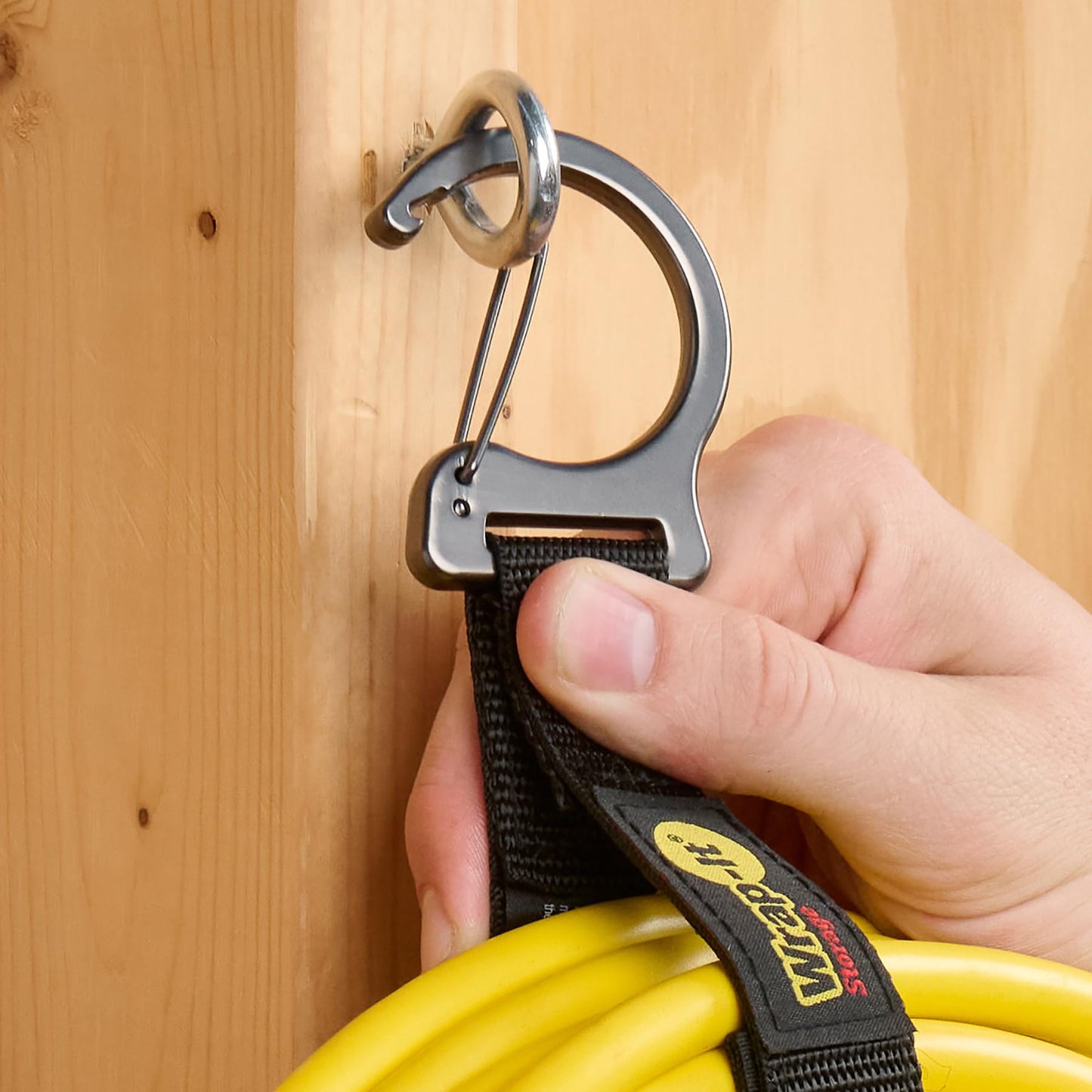 Wrap-It Storage Quick Clips - 14" (3-Pack) Black - Cable Straps With a Metal Clip to Use as an Extension Cord Organizer or Garden Hose Holder