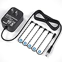 Replacement for 9V Guitar Pedal Power Supply 9 Volt Power Supply for Guitar Pedals,1A Tip Negative with 5 Way Daisy Chain Power Cable