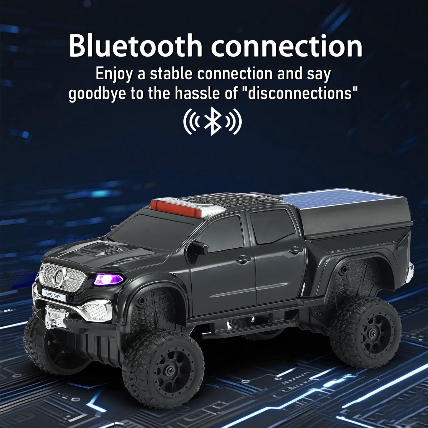 WSTER WS-697 Pickup Truck Bluetooth Replica Speaker - Solar Wireless Car Speaker with LED Lights, TWS Stereo, FM Radio, USB/TF Playback, Hands-Free