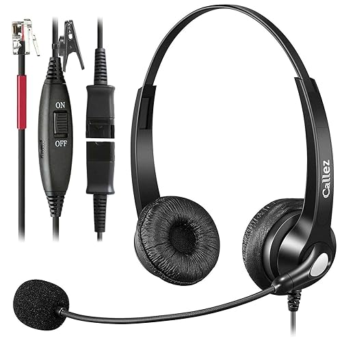Callez Yealink Phone Headset with Quick Disconnect Cord, RJ9 Office Telephone Headset with Mic Noise Cancelling Compatible with Yealink T54W T33G T46S