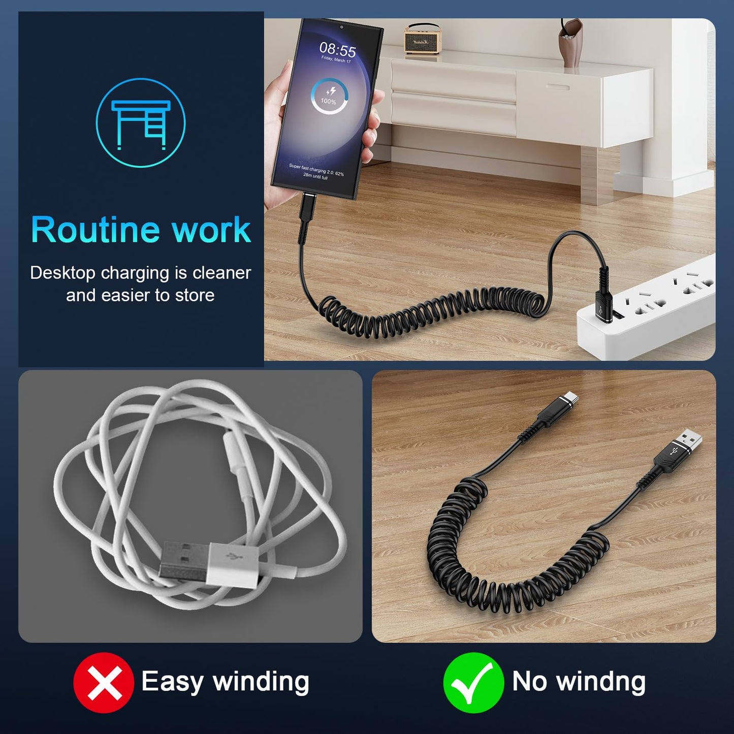 USB C Charger Cable 3FT Fast Charging Cord for iPhone 17 Pro Max/16e/16 Pro Max/15 Pro/Samsung Galaxy S25 Ultra/S24/S23/S22/S21/S20/A17/A16/A15