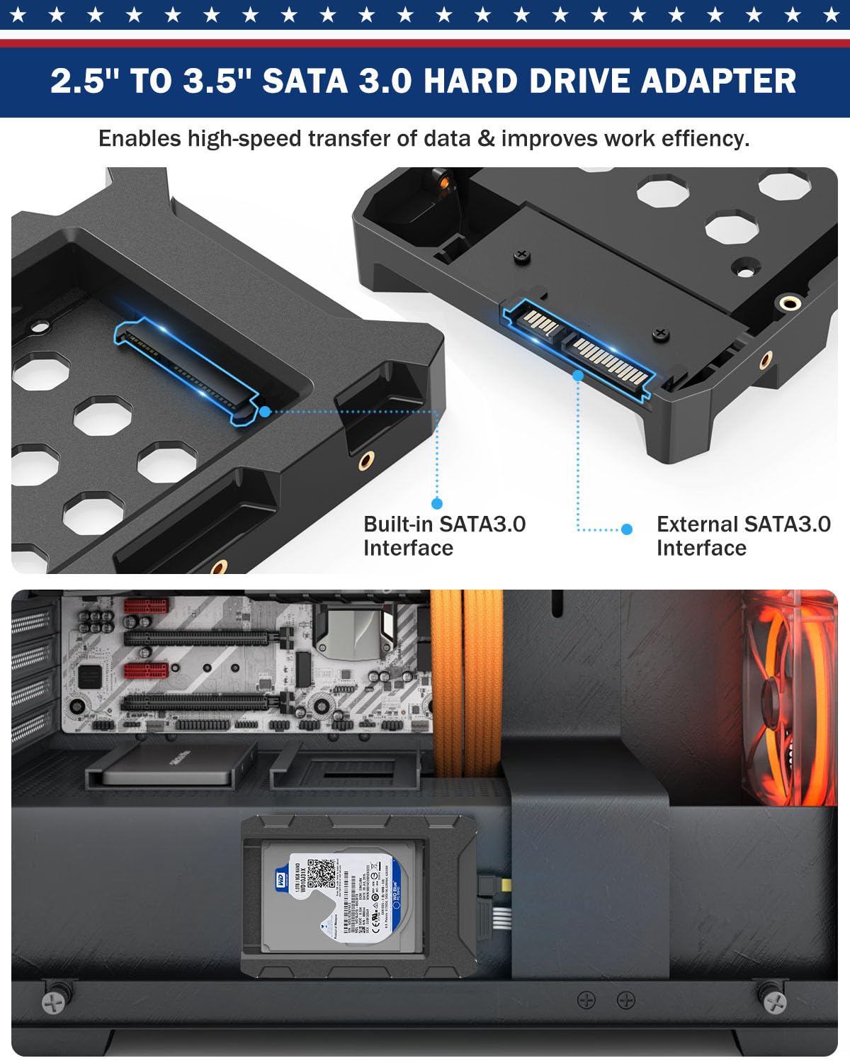DecorStat 4 Pack SSD HDD Holder Mounting Bracket Hard Drive Adapter 2.5'' to 3.5'' SSD Bracket Converter Internal Hard Disk Drive Caddy Case Tray