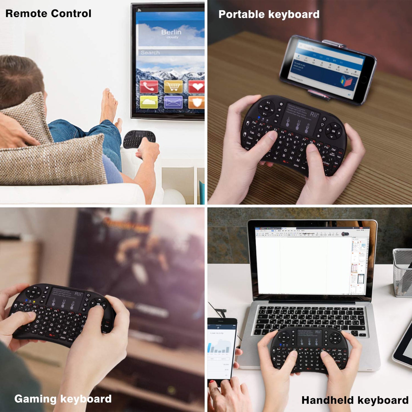 (Upgraded)Rii 2.4GHz Mini Wireless Keyboard with Touchpad,QWERTY,LED Backlit,Portable Keyboard for laptop/PC/Tablets/Windows/Mac/TV/Xbox/PS3/Raspberry