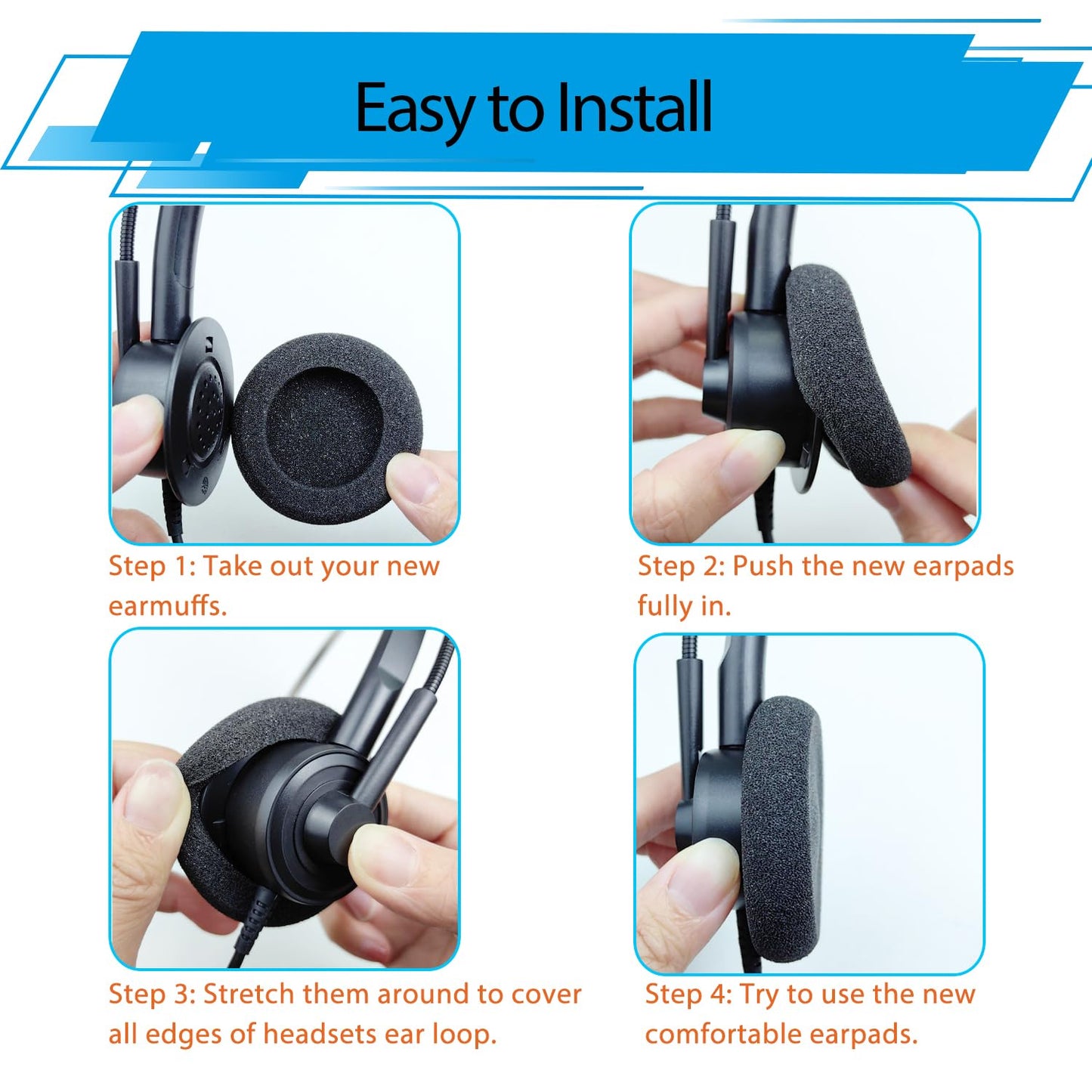 Ear Cushions Replacement for Plantronics Headset, Foam Ear Pads for Plantronics HW251N HW261N HW510 HW520 Blackwire 3210 3220 3320 C320 C3225 Jabra
