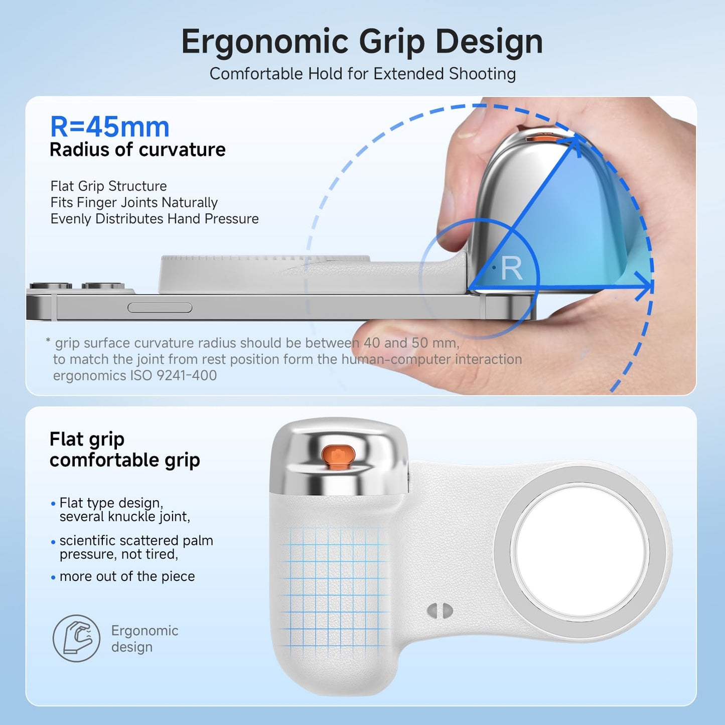 Magnetic Selfie Light & Phone Camera Grip with Detachable Wireless Shutter, Ergonomic Fun Shot Grip for iPhone & Android, Supports Native Camera