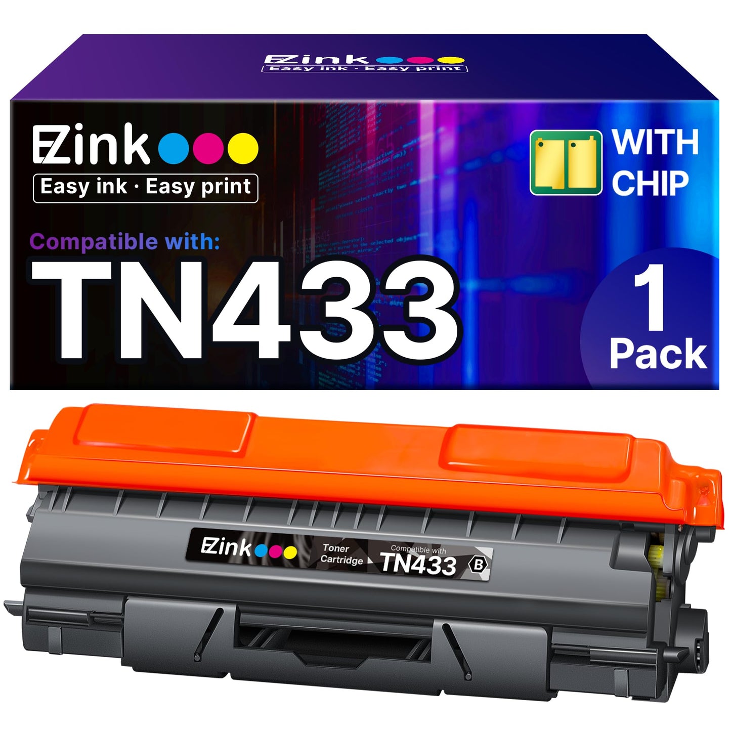 E-Z Ink TN433 Toner Cartridge Compatible for Brother TN-433 TN431,1 Black