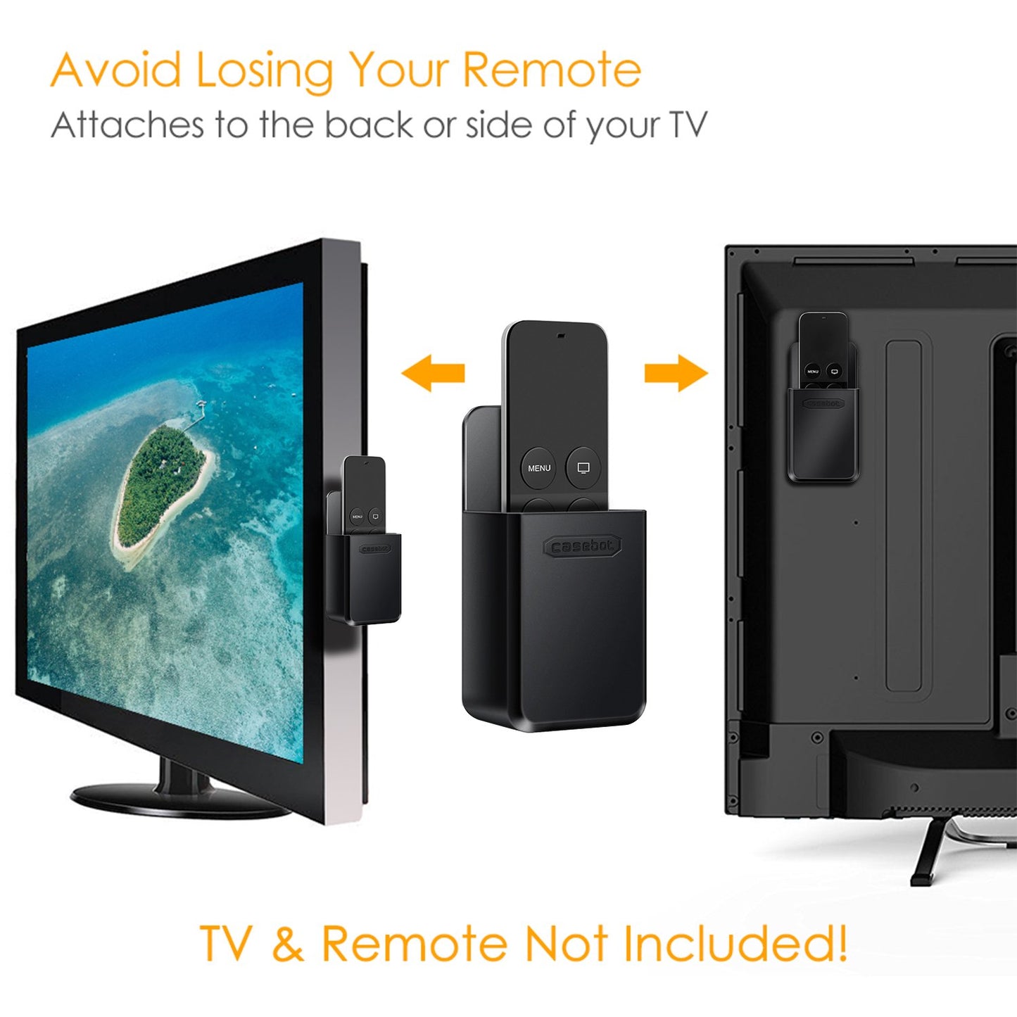 Fintie CaseBot Remote Holder for Apple TV 4K 2022/2021/4th/3rd/2nd Gen, Roku, Samsung Smart Hub 4K TV Remote, Mounting System Bracket Shelf (Black)