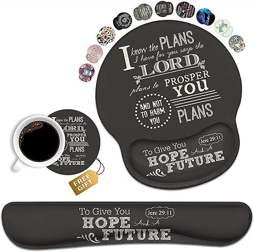 Keyboard Wrist Rest and Mouse Pad Wrist Support Set with Coasters, Non-Slip PU Base, Easy Typing and Relieve Wrist Pain, Perfect for Home Office