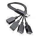 ANDTOBO USB 1 to 4 Splitter, USB 2.0 A Male to 4 USB Female Jack Y Splitter Hub Power Cord Extension Adapter Cable, Black