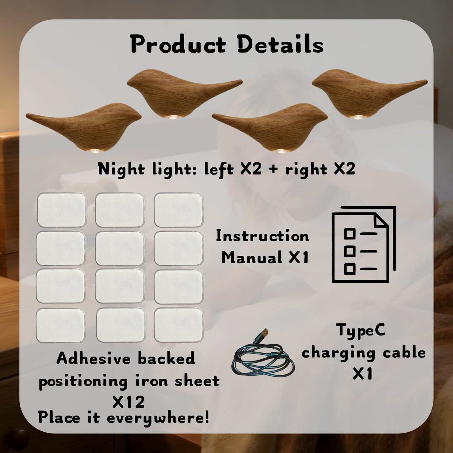 Lumiscintyrws Cute Bird Night Light: Motion Sensor Lights Indoor - Magnetic Mounting & 3 Color Dimmable - One Charge Three Weeks of Worry-Free Use