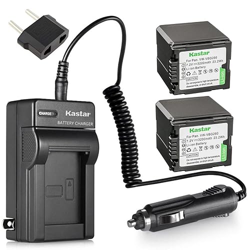 Kastar Battery 2-Pack + Charger Kit for VW-VBG260 AG-AC7 AG-AF100 AG-HMC40 AG-HMC80 AG-HMC150 HDC-HS250 HDC-HS300 HDC-HS700 HDC-SD600 HDC-SD700