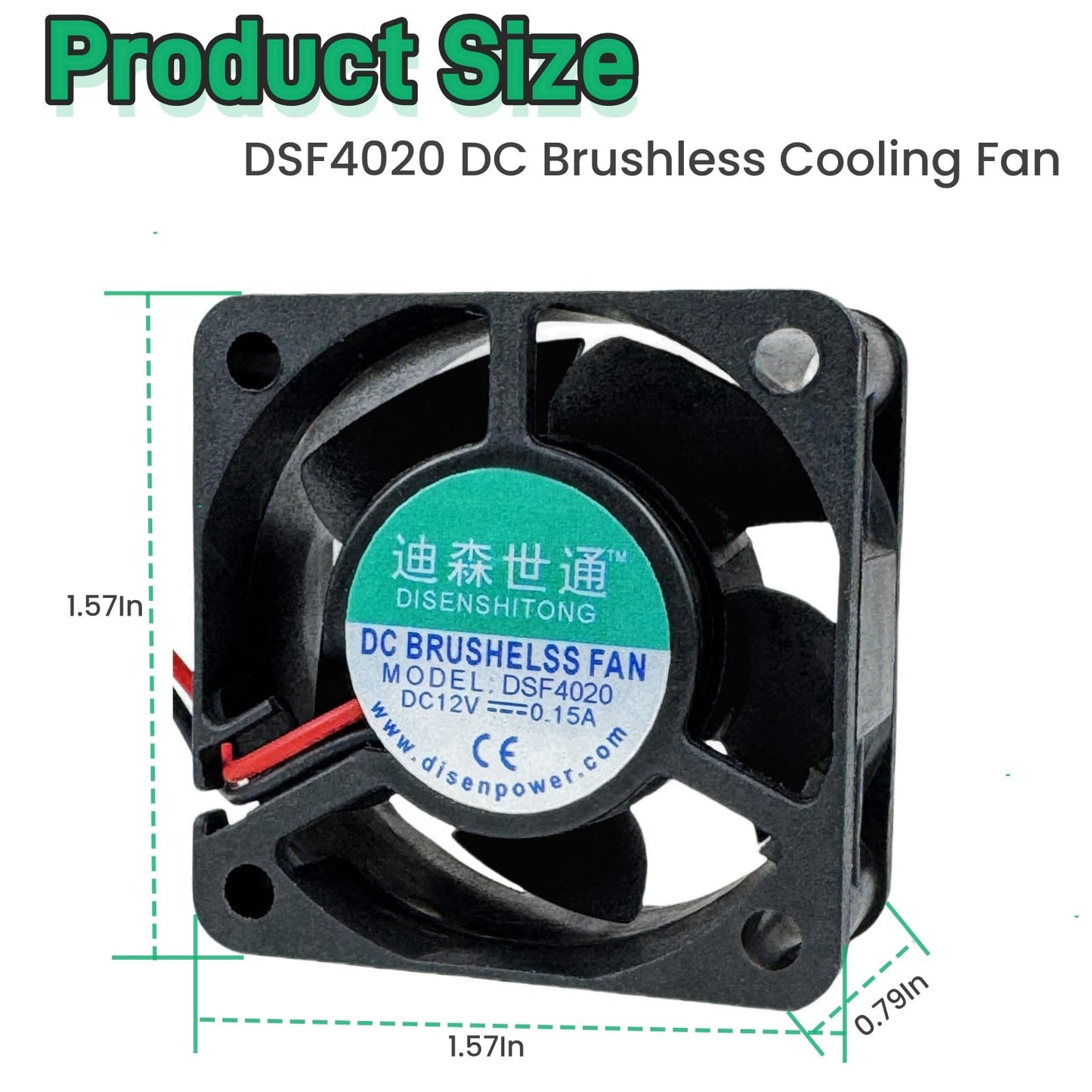 DC Brushless Cooling Fan DSF4020 DC12V 0.15A 2Pin 4CM 40×40×20mm
