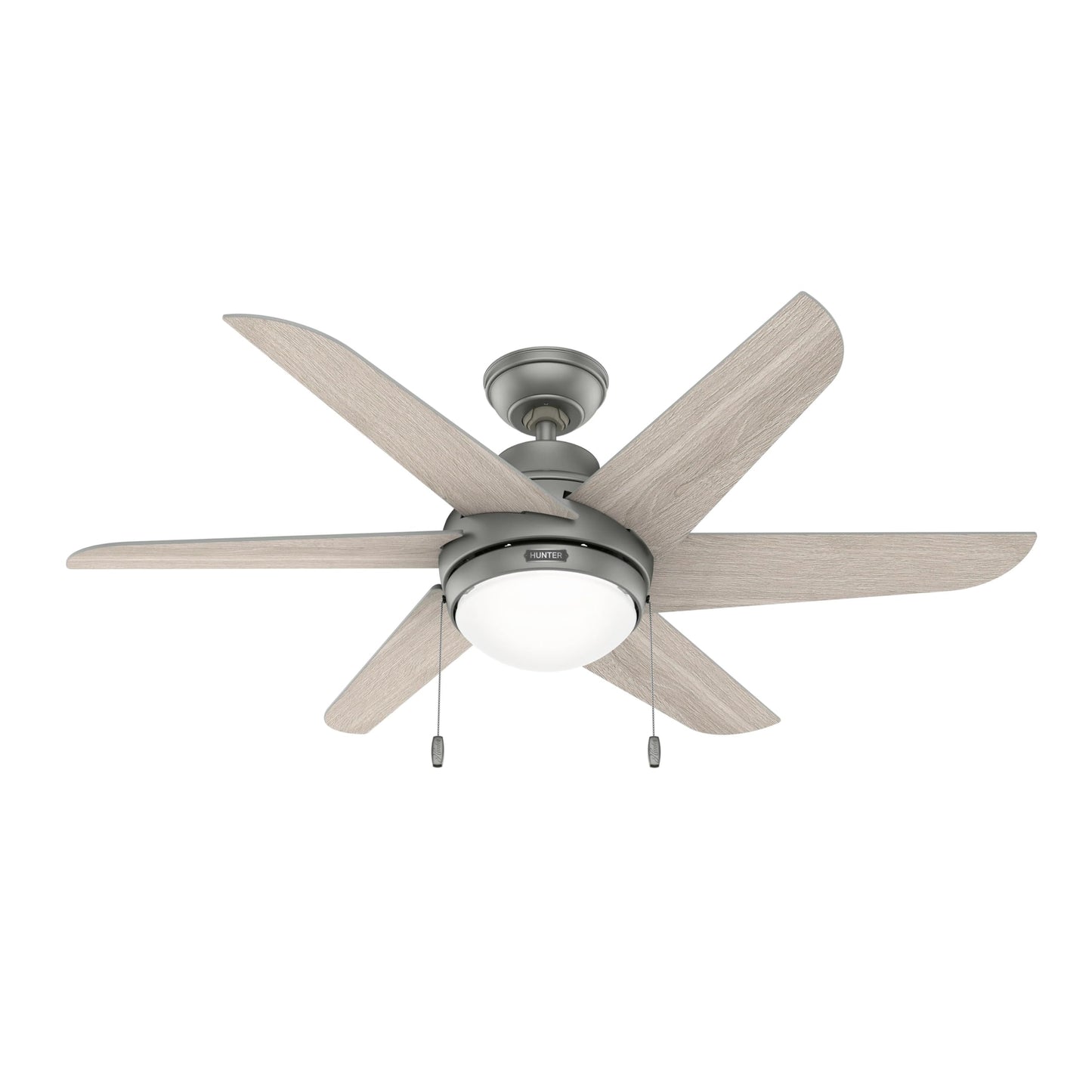 Hunter Fan 48 Inch Matte Silver Indoor Ceiling Fan with Light and Pull Chain for Bedroom, Living Room/Family Room, Office, Basement, Kitchen, Dining