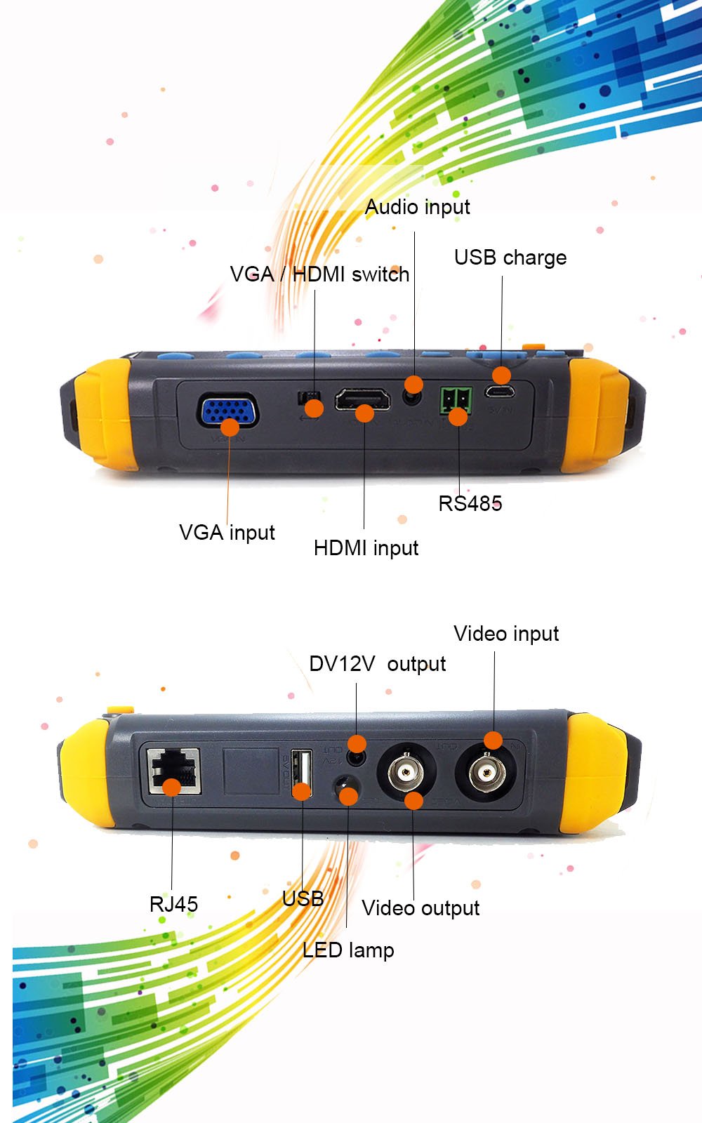 DiySecurityCameraWorld- 5 Inch CCTV Tester Monitor IV8W 8MP AHD 8MP TVI 8MP CVI CVBS Analog Security Camera Tester Video Monitor with PTZ