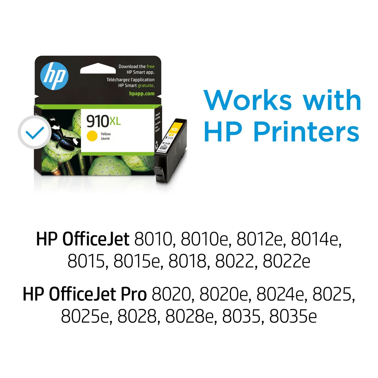 HP 910XL Yellow High-Yield Ink Cartridge | Works with OfficeJet 8010, 8020 Series, OfficeJet Pro 8020, 8030 Series | Eligible for Instant Ink |