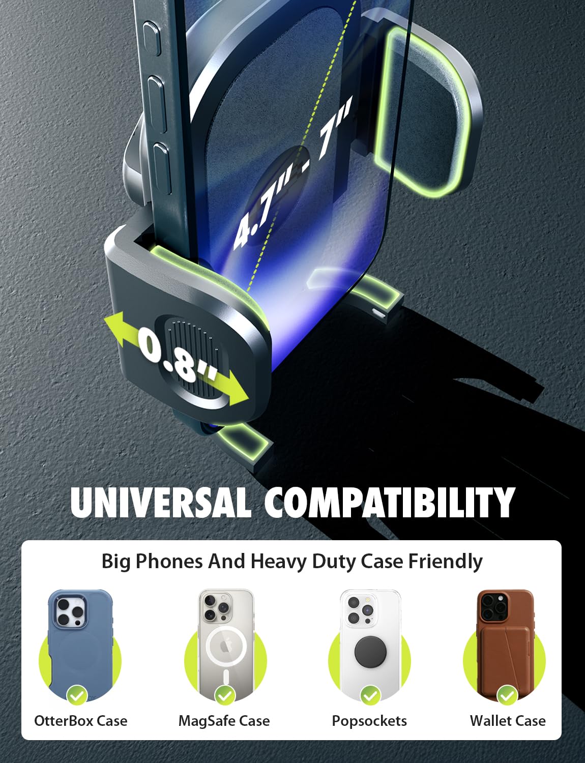 Bracketron TripGrip Low-Profile Dashboard Car Phone Holder Mount, One-Click Expandable Phone Holders for Your Car for All Smartphones