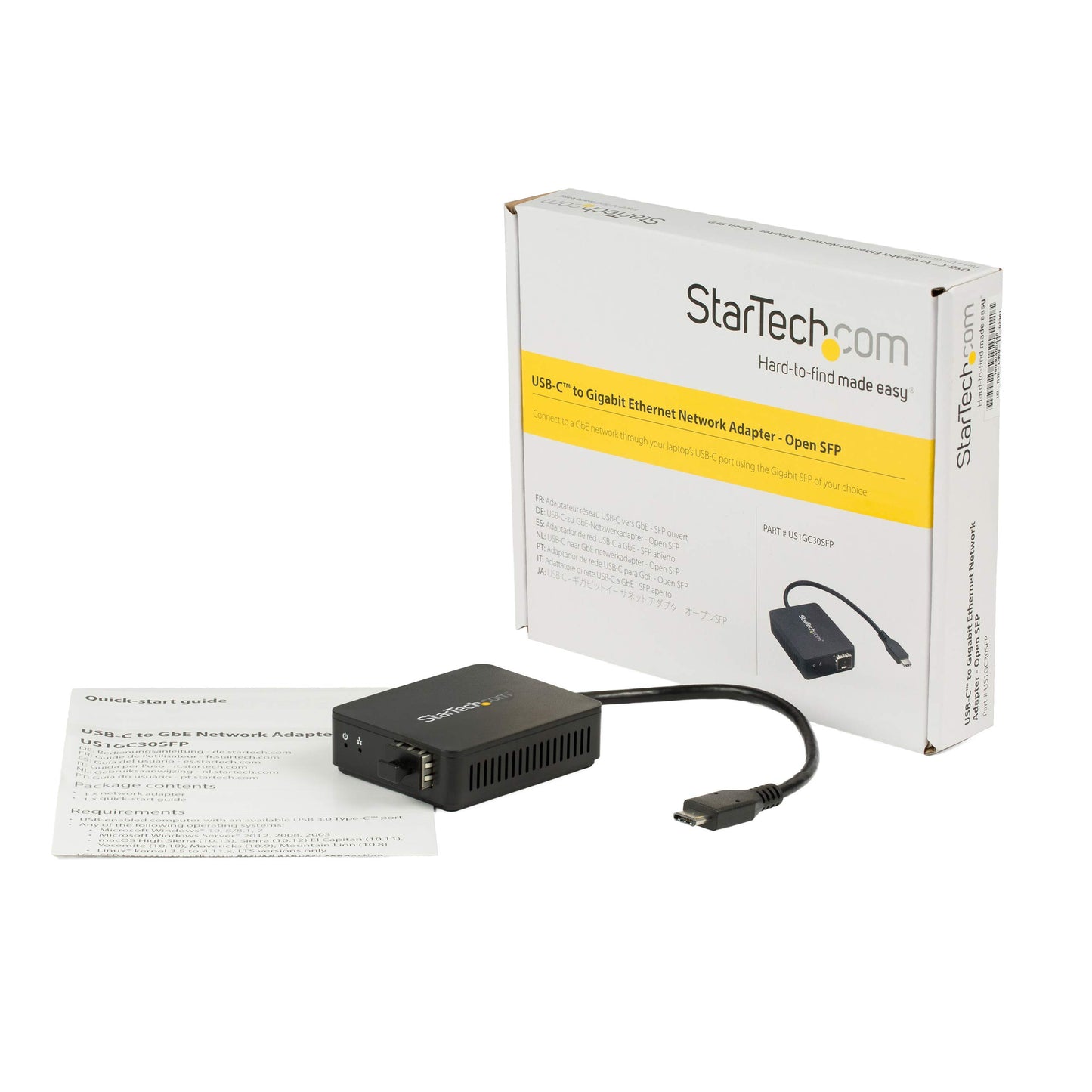 StarTech USB-C to Fiber Optic Converter, 1000BASE-SX/LX, Open SFP