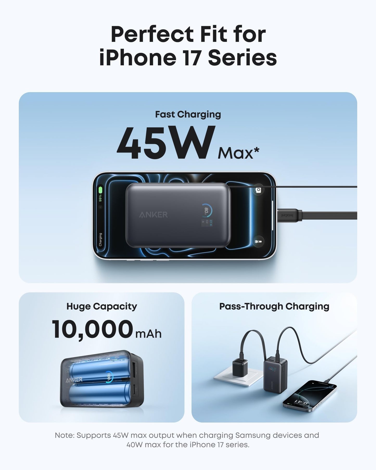 Anker Nano Portable Charger, 45W 10000mAh with 2.3 ft Retractable Cable, Compact Power Bank, Travel Essential Phone Battery Pack for iPhone 17/16