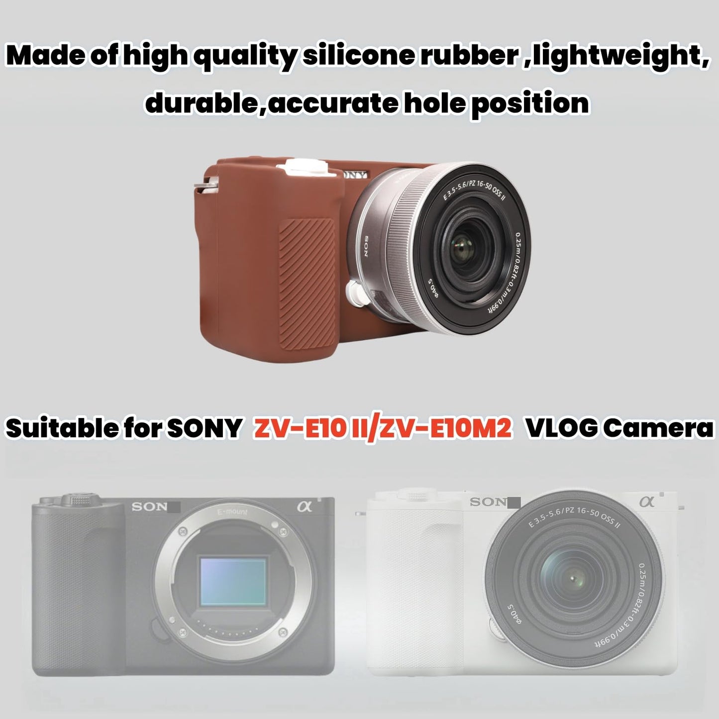 SZHSYJY Camera Case for Sony ZV-E10 II/ZV-E10M2 Digital Camera,ZV-E10 II Soft Silicone Protective Bag,Anti-Scratch Slim Fit Soft Sleeve with ZV-E10 II
