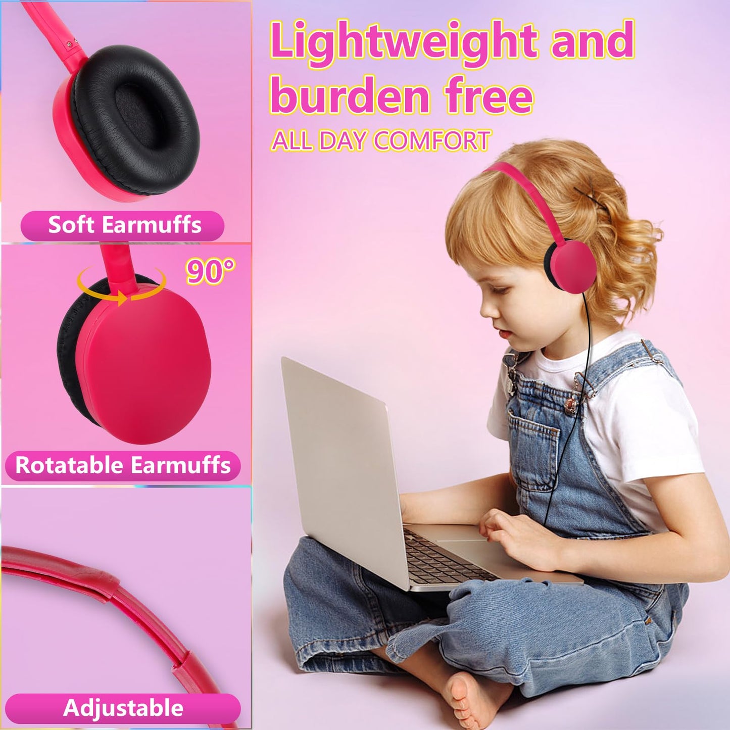 ZXQZYM Kids Classroom Bulk Headphones 100 Pack, Wired Adjustable Over-Ear