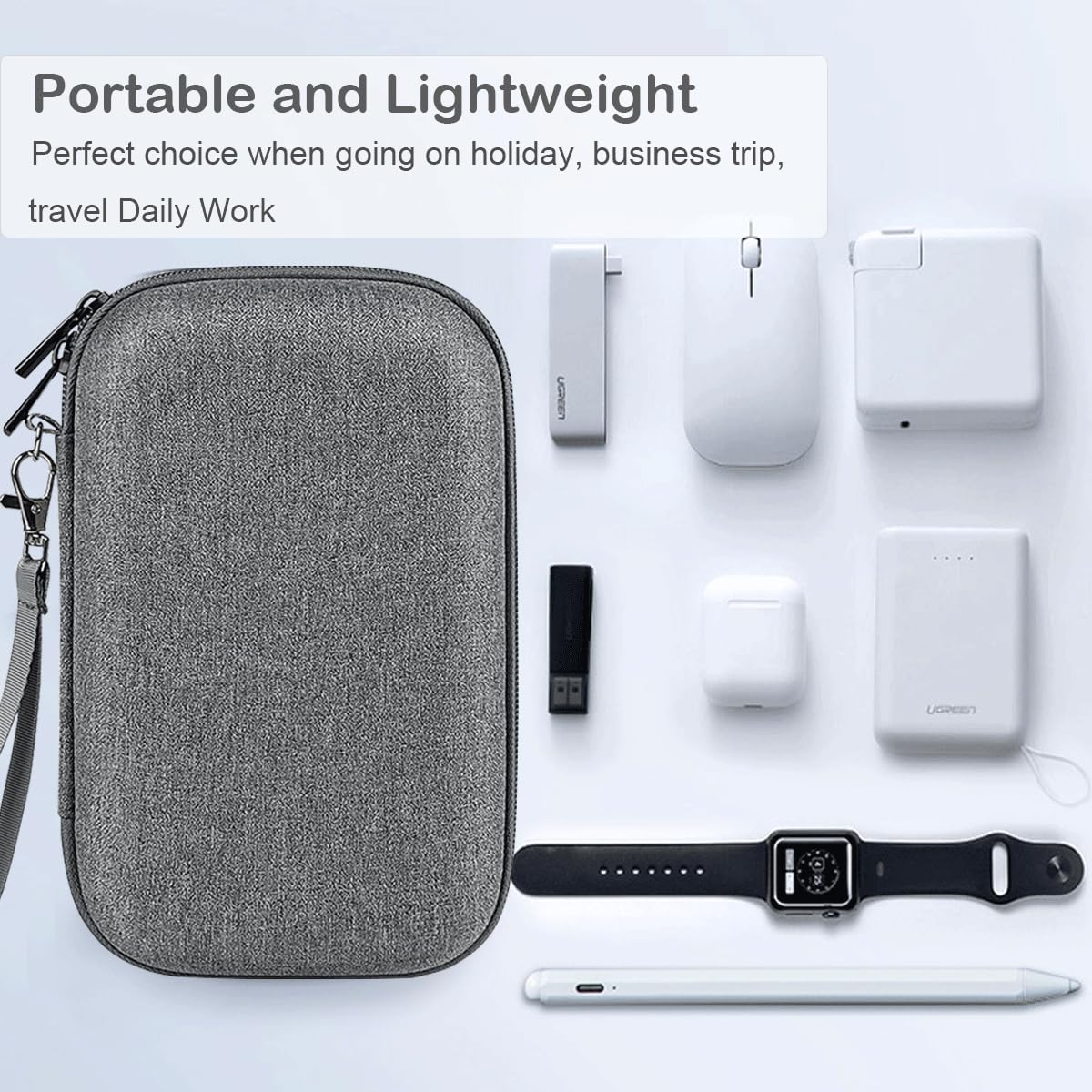 CAAORDKSO Hard Electronic Organizer Travel Case for MacBook Power Adapter Chargers Cables Power Bank Apple Magic Mouse USB Flash Disk SD Card Hard