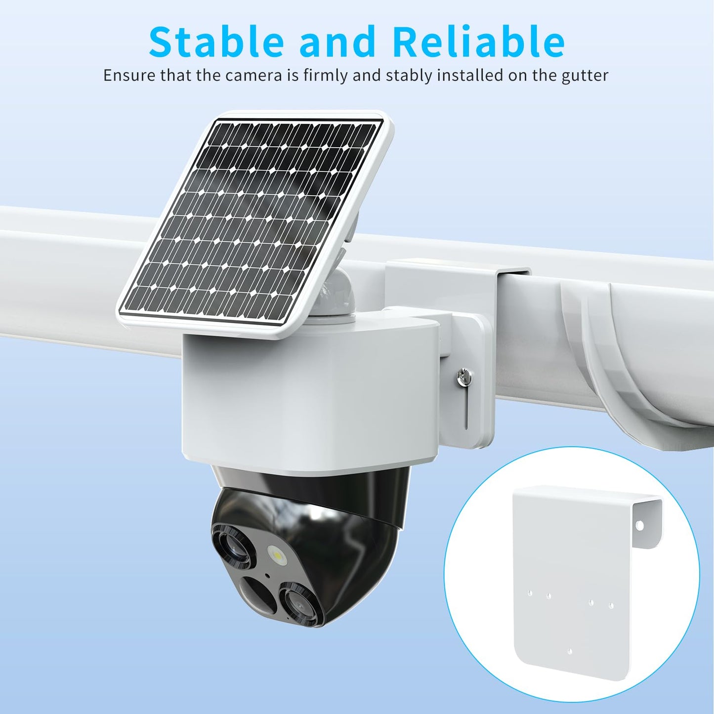 Metal Gutter Mount Compatible with Eufy Security SoloCam S340/SoloCam E30/E42, No-Drilling Easy Installation, Outdoor Security Camera Bracket