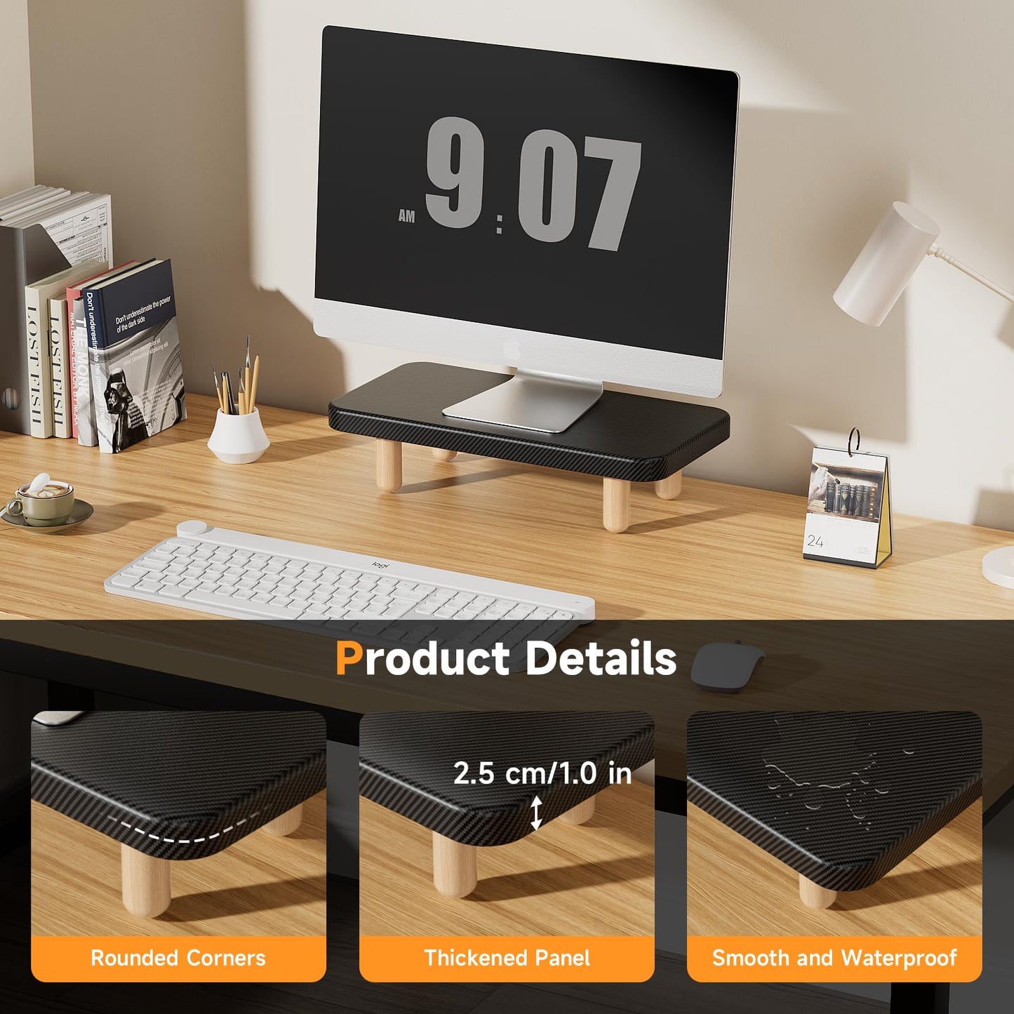 NestNeat Single Monitor Stand Riser, 16Inch Wood Desk Organizer with Monitor Stand & Storage Computer Monitor and Laptop Riser Multifunctional Laptop