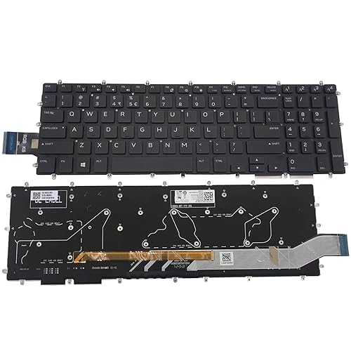 Laptop Replacement Keyboard Backlight for Dell Alienware M17 R1 M15 2019 Black Borderless US Layout
