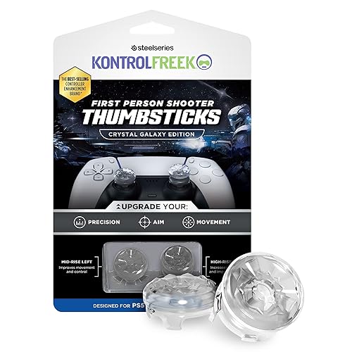 KontrolFreek FPS Freek Galaxy Crystal for PlayStation 4 (PS4) and PlayStation 5 (PS5) Controller | Performance Thumbsticks | 1 High-Rise, 1 Mid-Rise |