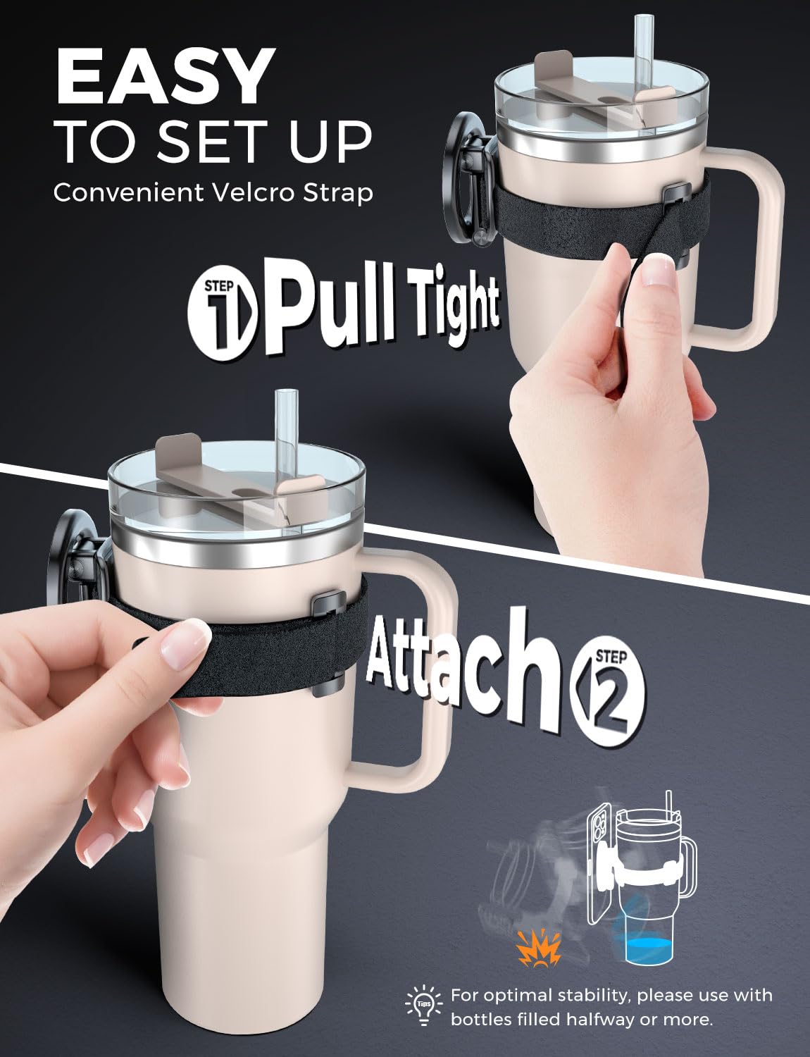 eSamcore for Stanley Cup Magnetic Phone Holder for Magsafe, Foldable Water Bottle Accessories Cellphone Stand Fit for iPhone, Universal Mount