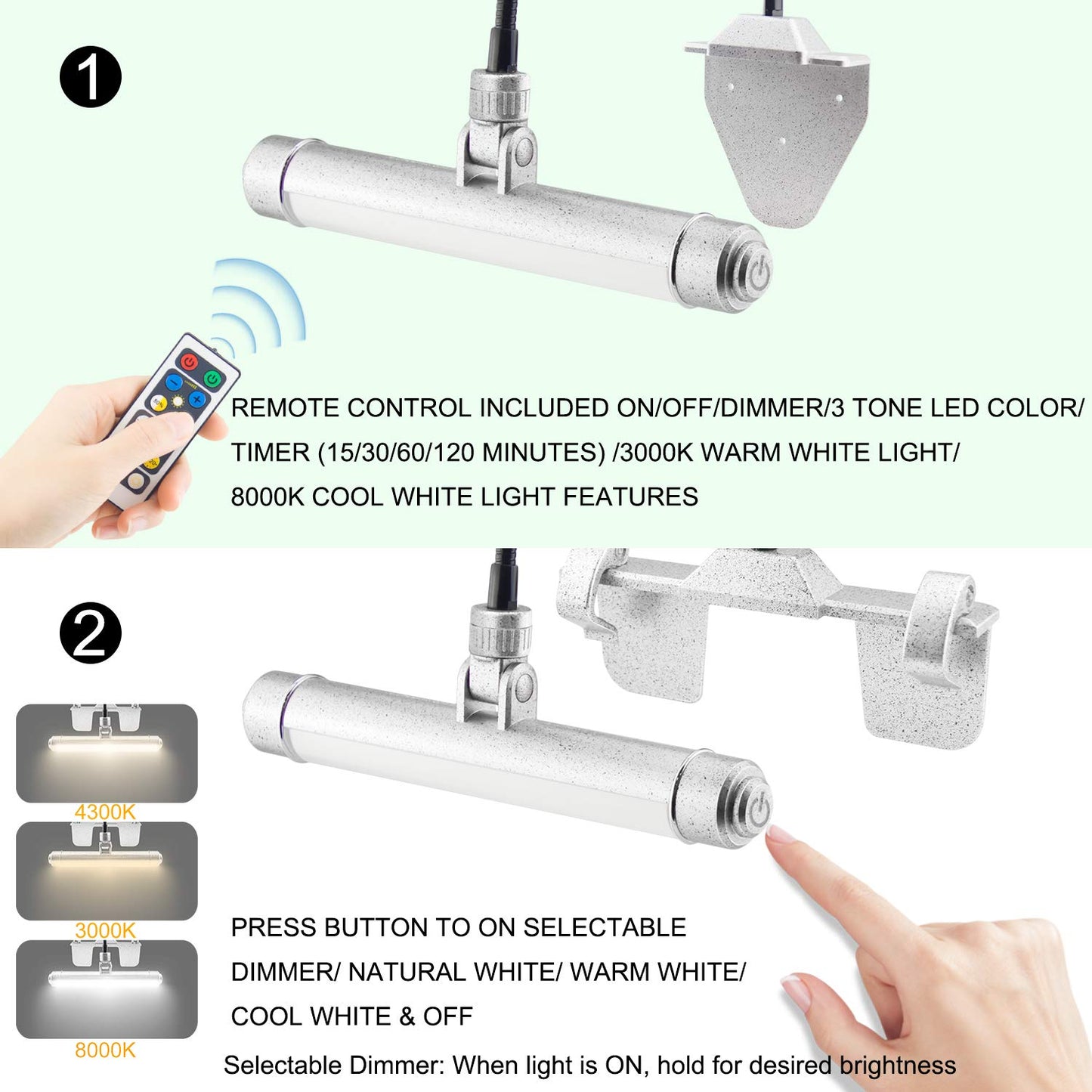 BIGMONAT USB Rechargeable Picture Light Wireless Led Art Light with Remote Control,Rotatable Painting Light Head of 3 Lighting Modes Dimmable Display