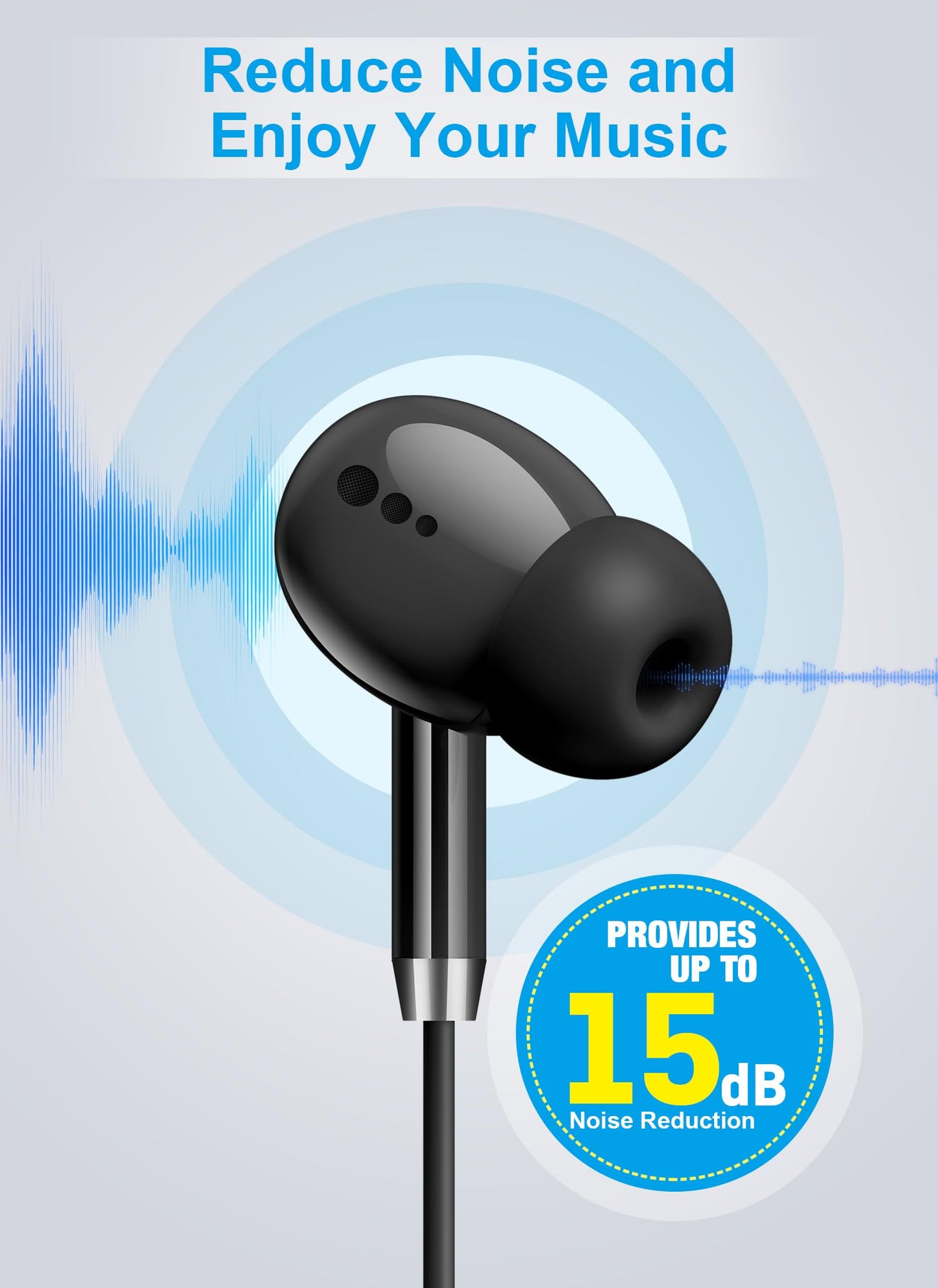 Wired Earbuds USB C Headphones for iPhone 17 16 15, Headphones Wired with Microphone & Volume Control, Noise Canceling Typc-C Earphones for Galaxy S26