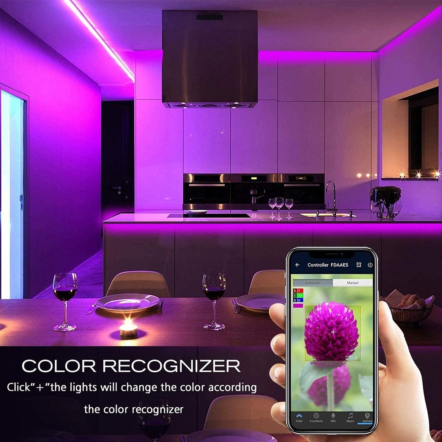 MIHEAL Led Light Strip, WiFi Wireless Smart Phone Controlled 65.6ft Waterproof Strip Light Kit White Band 5050 LED Lights,Working with Android and iOS