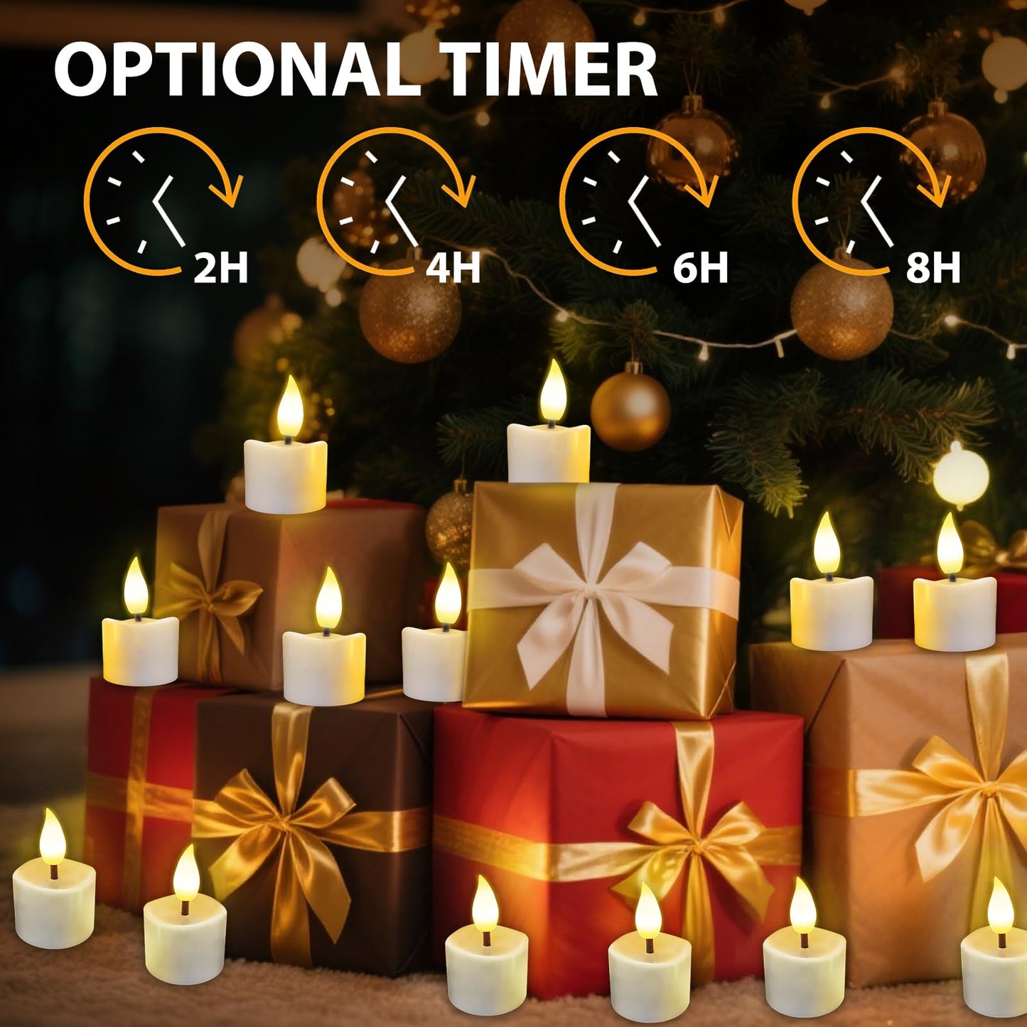 JNOEC Rechargeable Flickering Flameless Tea Lights, 16 Pcs Fake Electric Remote Control Candles with Timer, Safe & Realistic Flame Effect LED Candles