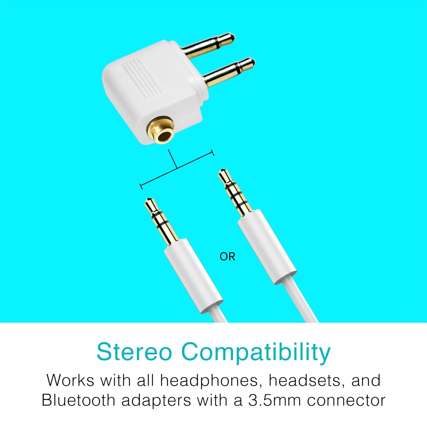 MEE Audio Airplane Headphone Adapter for in-Flight Entertainment Systems - Dual 3.5mm Male to 3.5mm Female - Works with Headphones, Headsets
