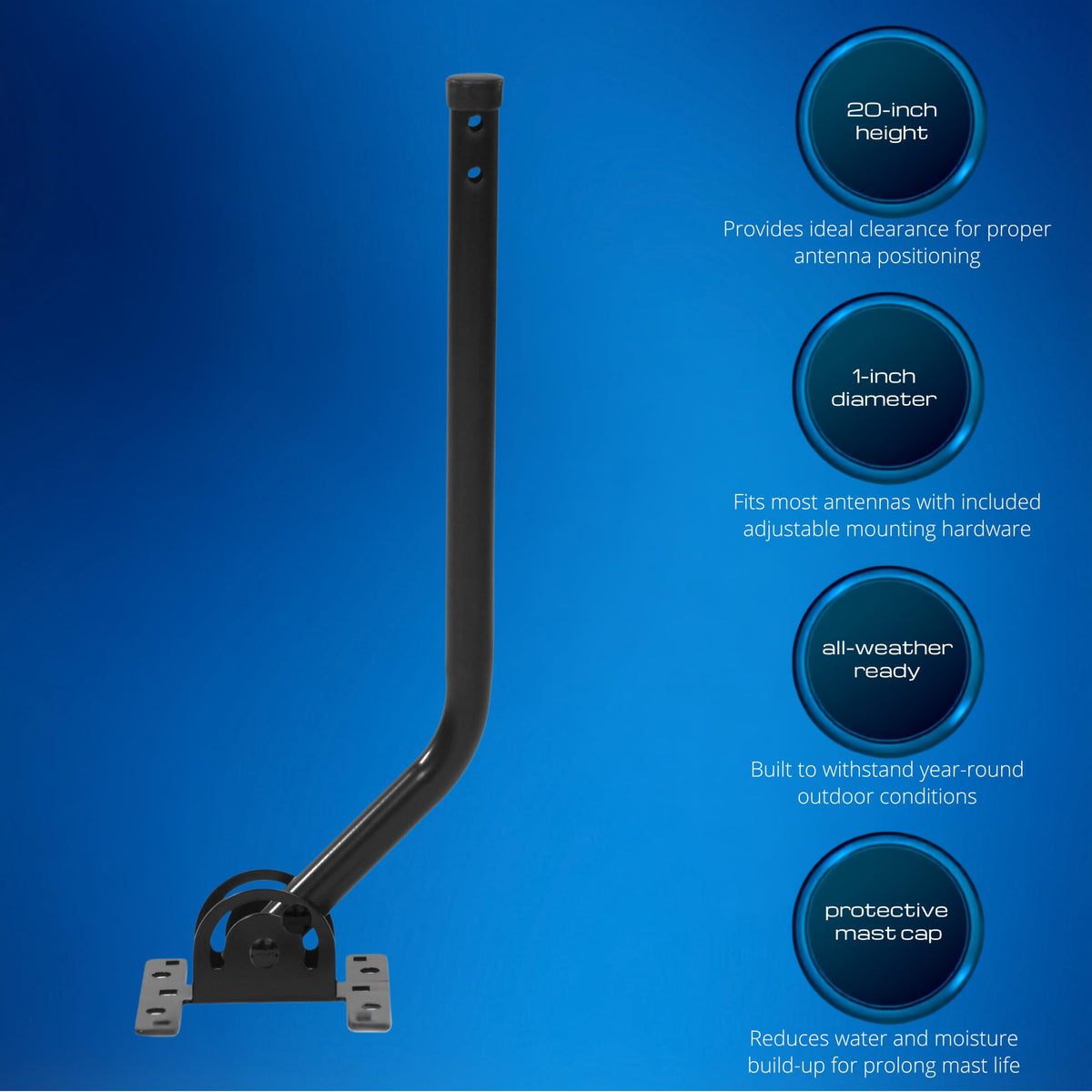 Antennas Direct ClearStream Universal Mast, 20-inch, Black
