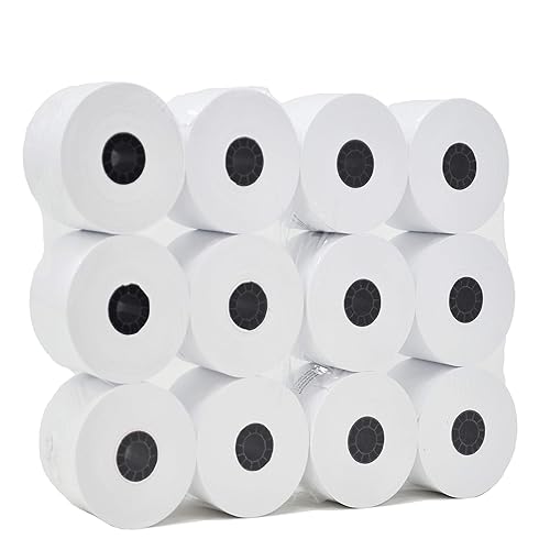 (48 Rolls) Adding Machine/Calculator Roll, 2-1/4" x 150 ft, White - adding machine paper rolls tape - printing calculator