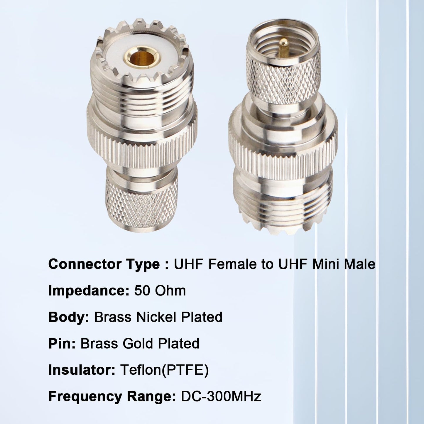 MOOKEERF Mini UHF PL259 to UHF SO239 Connector - mini UHF Male to UHF Female Coax Adapters RF Adapter 2Packs
