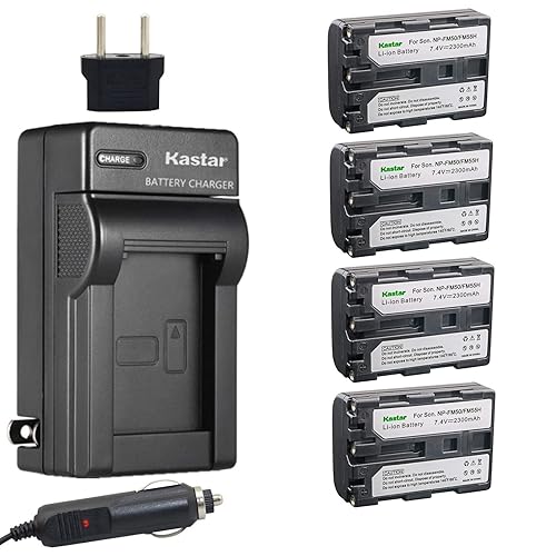 Kastar Battery (4-Pack) and Charger Kit for Sony NP-FM50 NP-FM51 NP-QM50 NP-QM51 NP-FM55H NP-FM30 and Sony CCD-FRV DCR-PC DCR-TRV DCR-DVD DSR-PDX GV