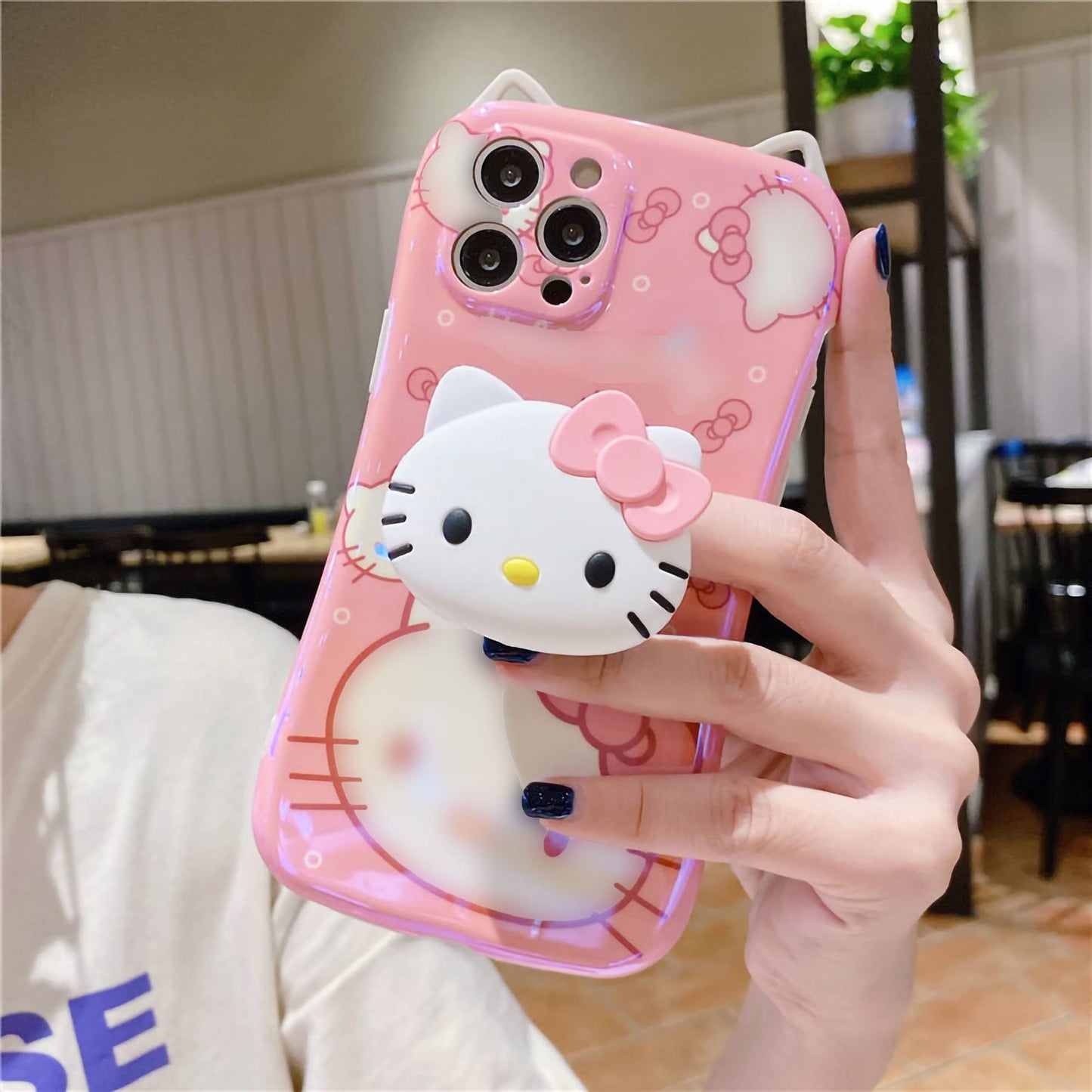 Cat Phone Grip for Kindle & iPhone & Tablet, Kawaii 3D Kitty Phone Holder Stand, Cute Kindle Accessories, Cellphone Charm and for Girls Women