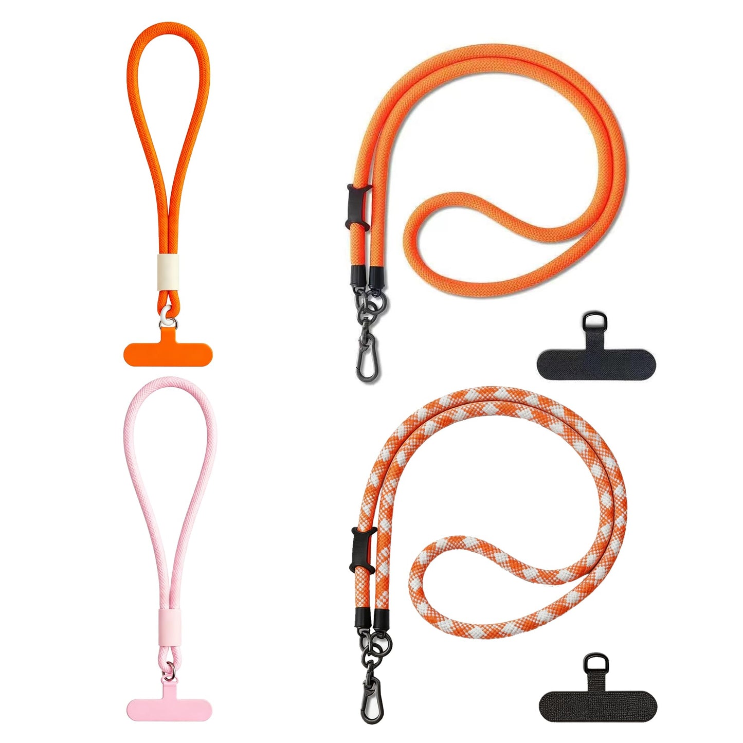 HOYAWU Phone Lanyard 4 Pack, 2 Long & 2 Short Neck Straps, 4 Phone Patches, Universal Phone Strap for Phone Cases, Keys, ID Badges, Cell Phone Lanyard