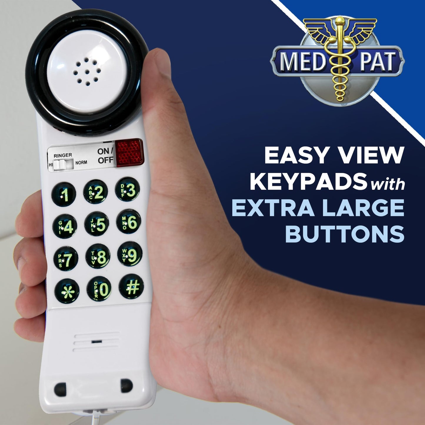 Med-Pat XL88Q - Easy to Use One-Piece Telephone with Ring/in-Use Light Indicator, Extra Loud-Extra Clear Volume Boost, for Busy Settings, Elderly
