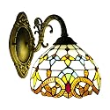 Tiardocge Tiffany Wall Lights, Stained Glass Wall Lamp, Bathroom Wall Sconce Light Retro Fixture, Antique Style Stained Glass Wall for Hallway