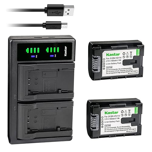 Kastar 2-Pack Battery and LTD2 USB Charger Replacement for JVC LY37166-002B, LY37166-002C, Everio GZ-E10, Everio GZ-E100, Everio GZ-E180, Everio