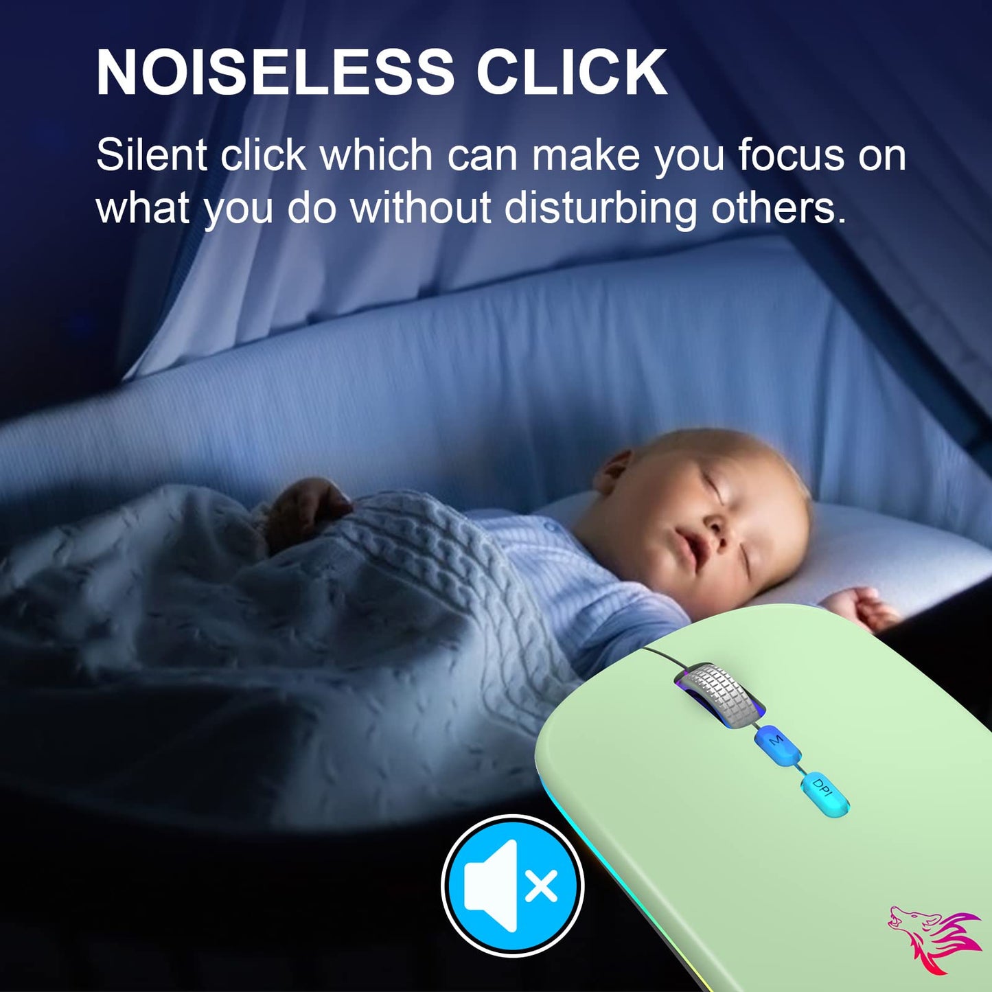 HOTLIFE LED Wireless Mouse, Slim Rechargeable Silent Portable USB Optical 2.4G Wireless Bluetooth Two Mode Computer Mice with USB Receiver and Type C