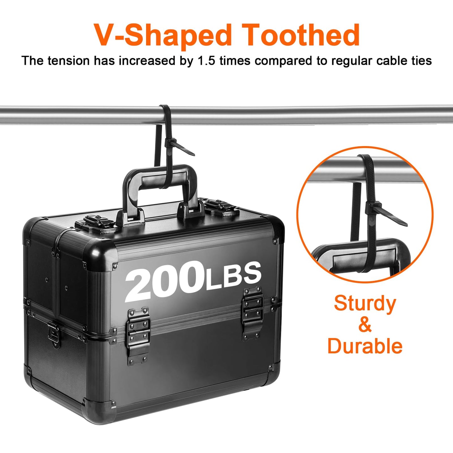 Zip Ties Heavy Duty 12 inch?V-Shaped Toothed Double Sided With 200 LBS Tensile Strength Cable Ties ?Extra Large Wire Ties Adjustable Nylon Tie Wraps